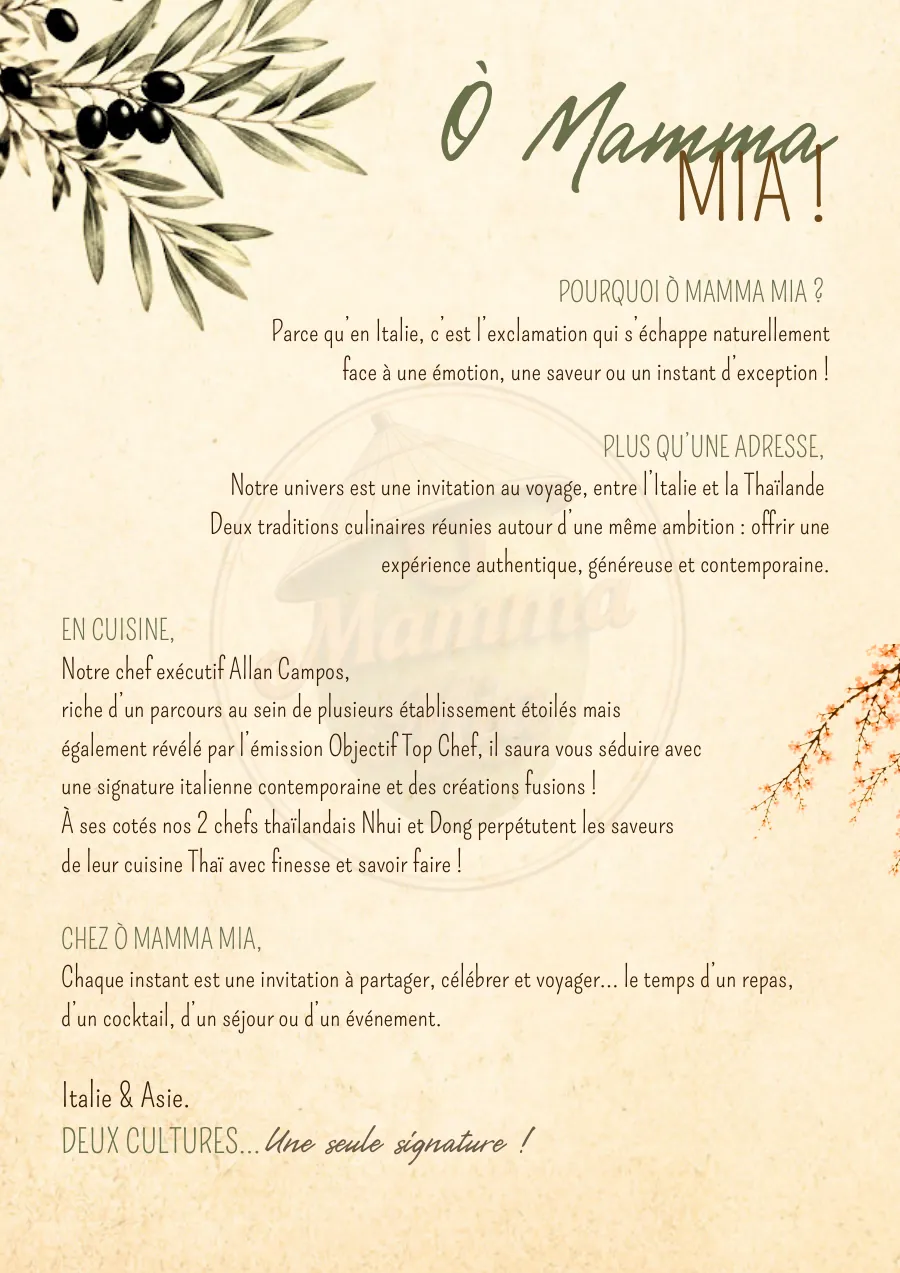 Carte du restaurant O Mamma Mia à Lourmarin, page 4 sur 8 — O Mamma Mia ! — la maison et la cuisine
