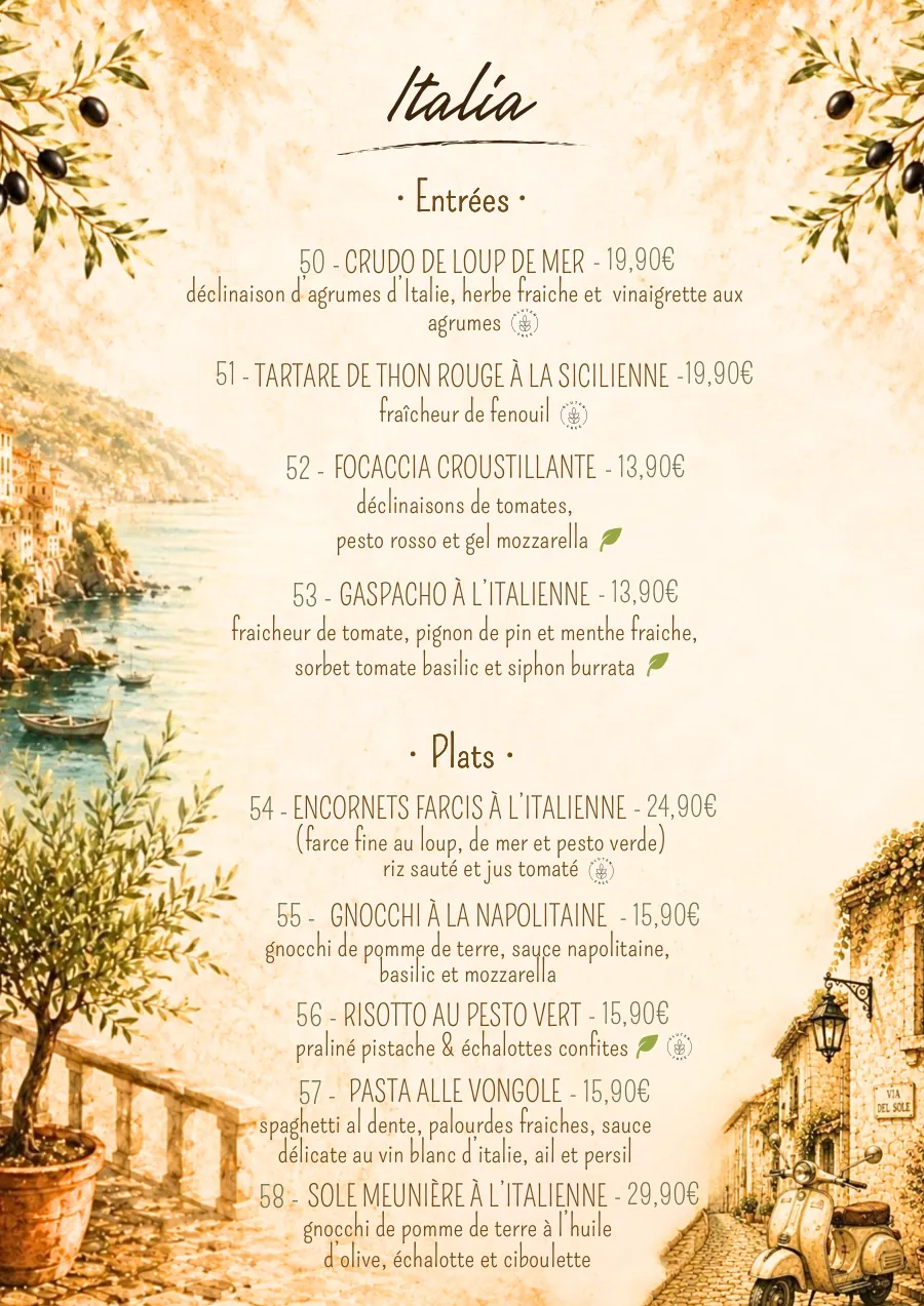 Carte du restaurant O Mamma Mia à Lourmarin, page 5 sur 8 — Italia — entrées et plats