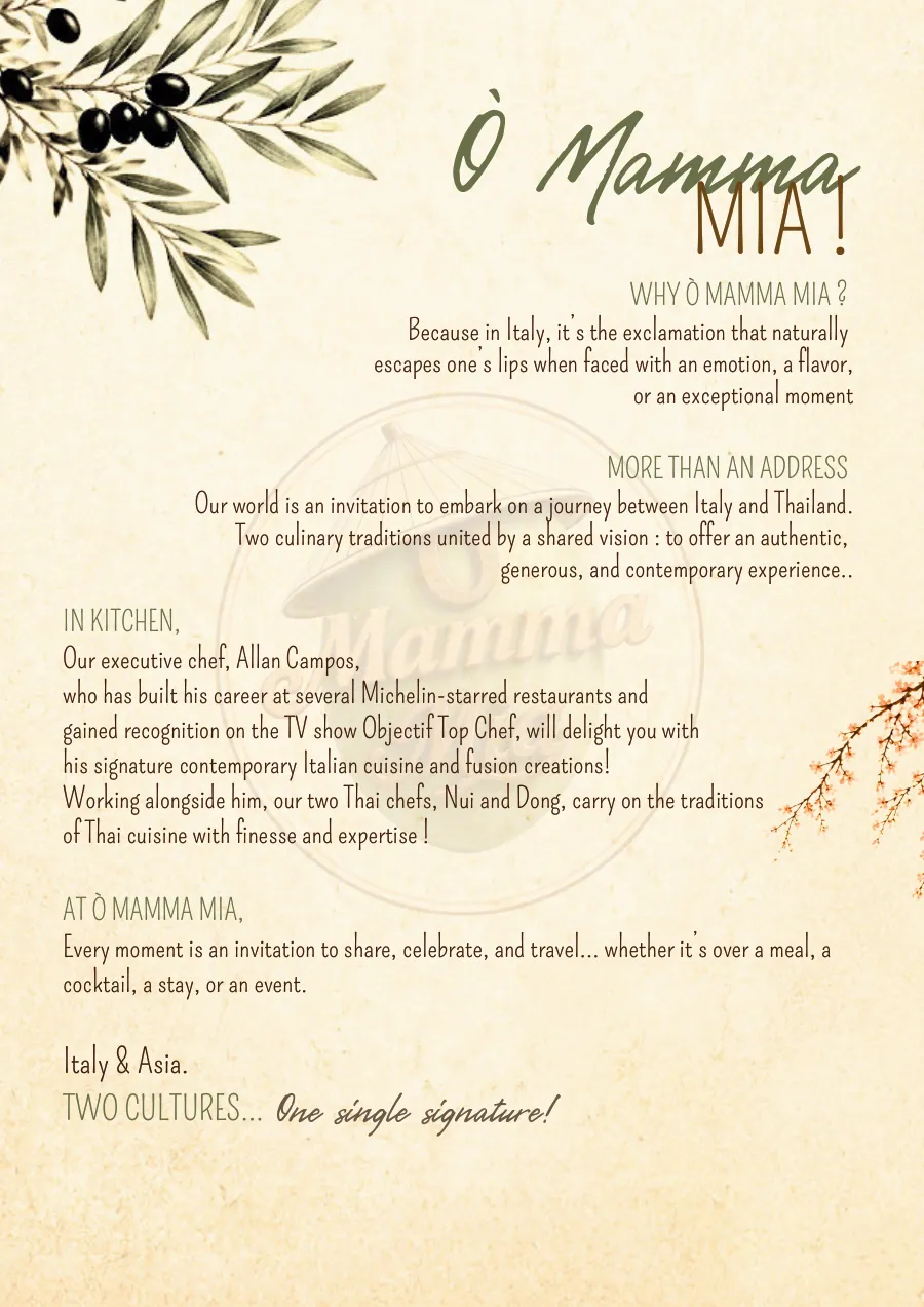 O Mamma Mia restaurant menu in Lourmarin, page 4 of 8 — O Mamma Mia! — the house and the kitchen